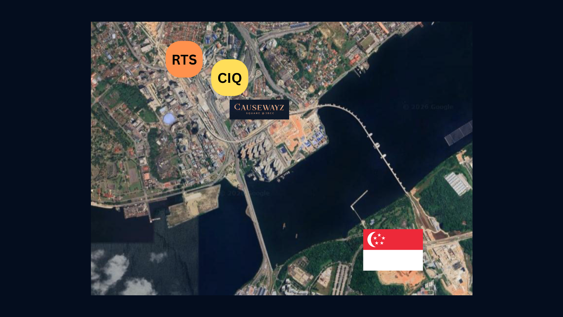 Aerial view showing RTS and CIQ near Causewayz Square